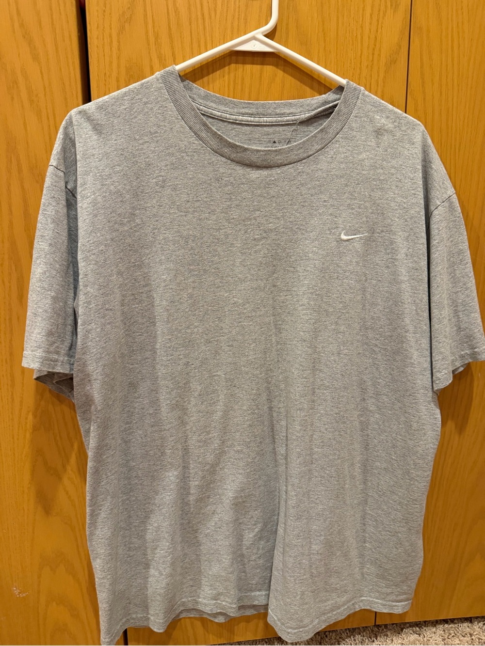 Nike Heather Gray Short-Sleeve Crew Tee with White Swoosh
